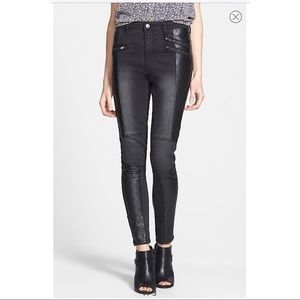 Quilted Faux Leather Panel High Waist Skinny Jean